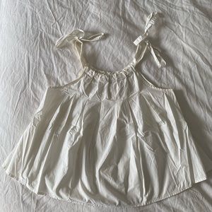 Anthropologie poplin babydoll tie top blouse